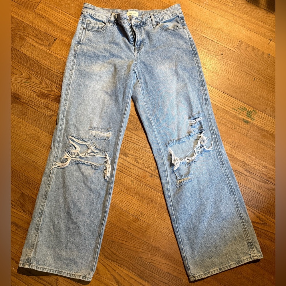 PacSun Light Blue Distressed Straight-Leg Jeans